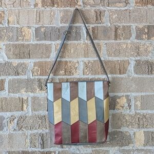 CRC Sustainable Patchwork Leather Colorful Tote Bag